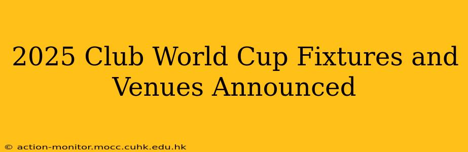 2025 Club World Cup Fixtures and Venues Announced