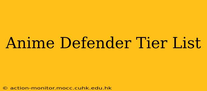 Anime Defender Tier List