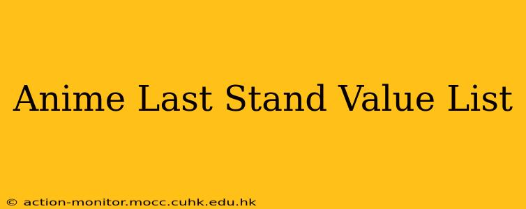 Anime Last Stand Value List