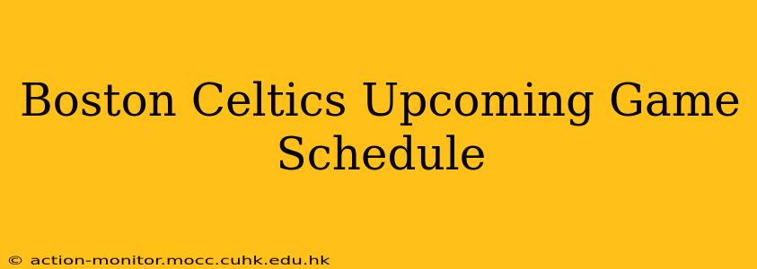 Boston Celtics Upcoming Game Schedule