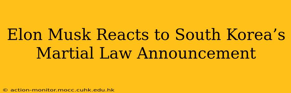 Elon Musk Reacts to South Korea’s Martial Law Announcement