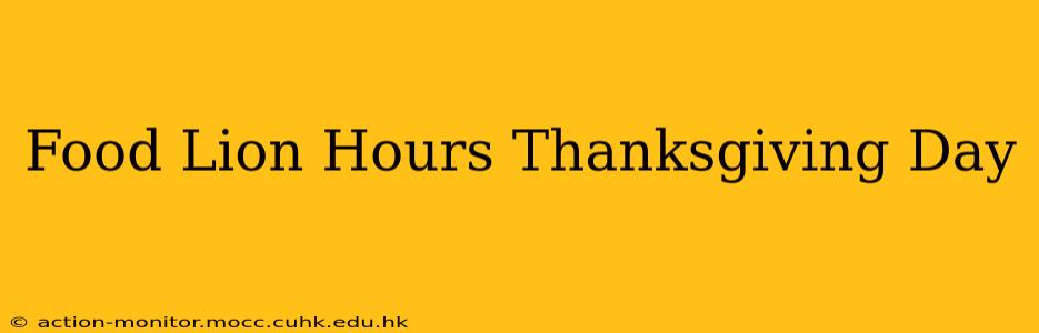 Food Lion Hours Thanksgiving Day
