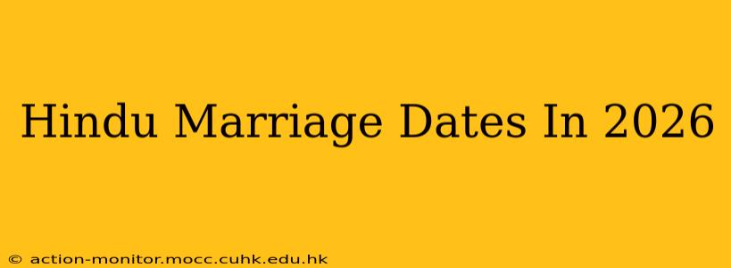 Hindu Marriage Dates In 2026