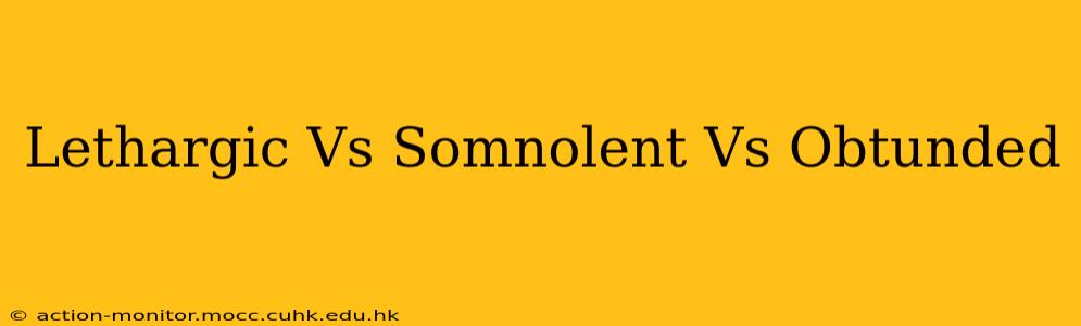 Lethargic Vs Somnolent Vs Obtunded