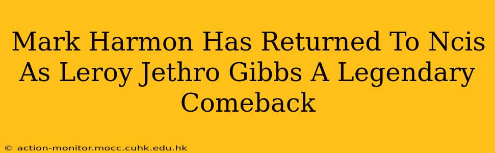 Mark Harmon Has Returned To Ncis As Leroy Jethro Gibbs A Legendary Comeback
