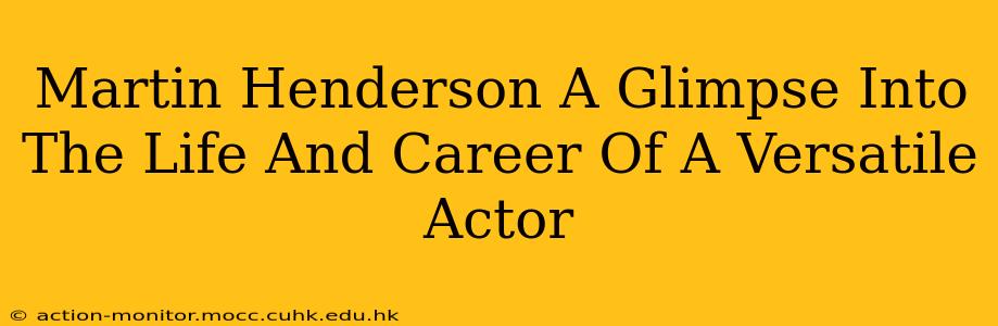Martin Henderson A Glimpse Into The Life And Career Of A Versatile Actor