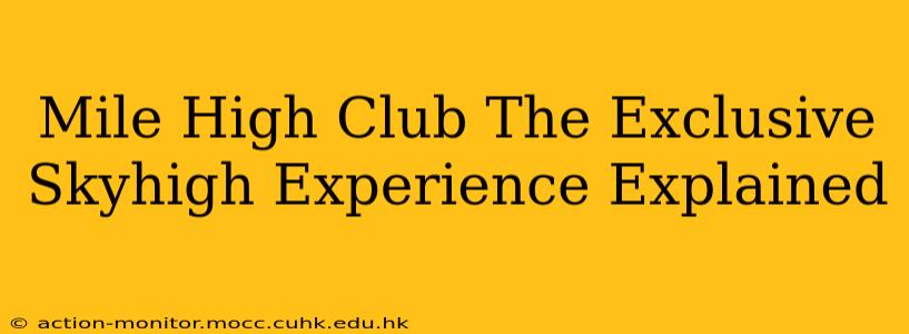Mile High Club The Exclusive Skyhigh Experience Explained