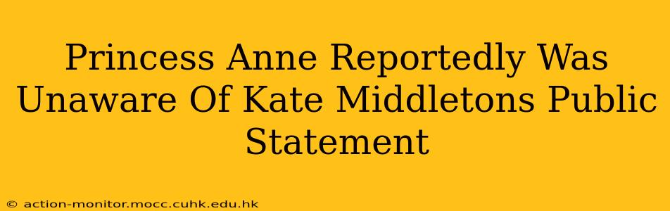 Princess Anne Reportedly Was Unaware Of Kate Middletons Public Statement