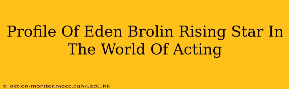 Profile Of Eden Brolin Rising Star In The World Of Acting