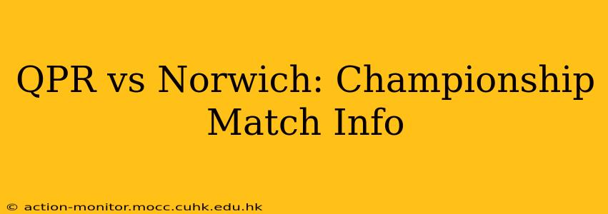 QPR vs Norwich: Championship Match Info