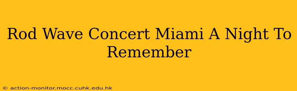 Rod Wave Concert Miami A Night To Remember