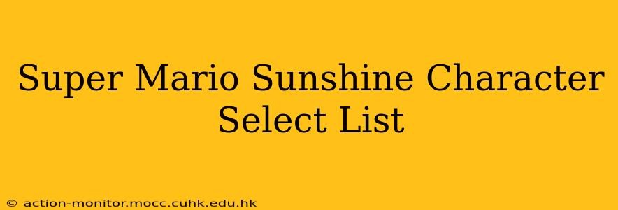 Super Mario Sunshine Character Select List