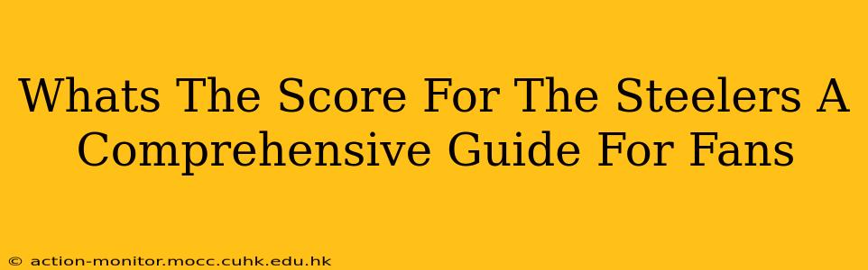 Whats The Score For The Steelers A Comprehensive Guide For Fans